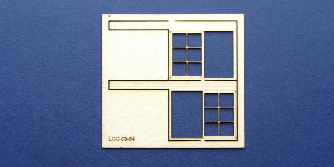 LCC 03-64 OO gauge set of windows for 03-36 type 4 Set of windows for signal box wall.
